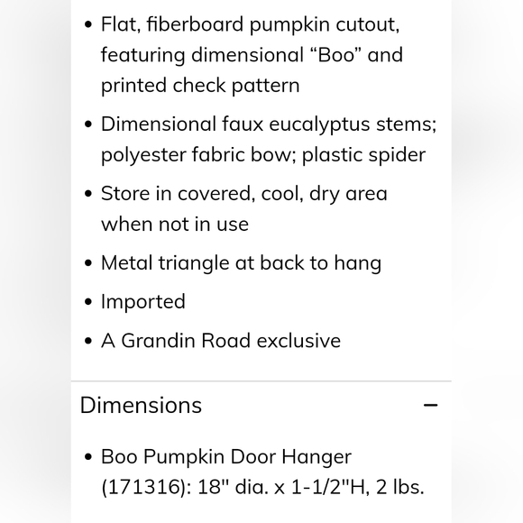 NIB, 🎃Grandin Road Boo Pumpkin Door Hanger - Picture 4 of 4